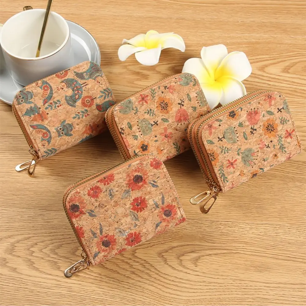 

New PU Leather Short Wallet Printed Double Zipper Coin Purse Money Bag Women