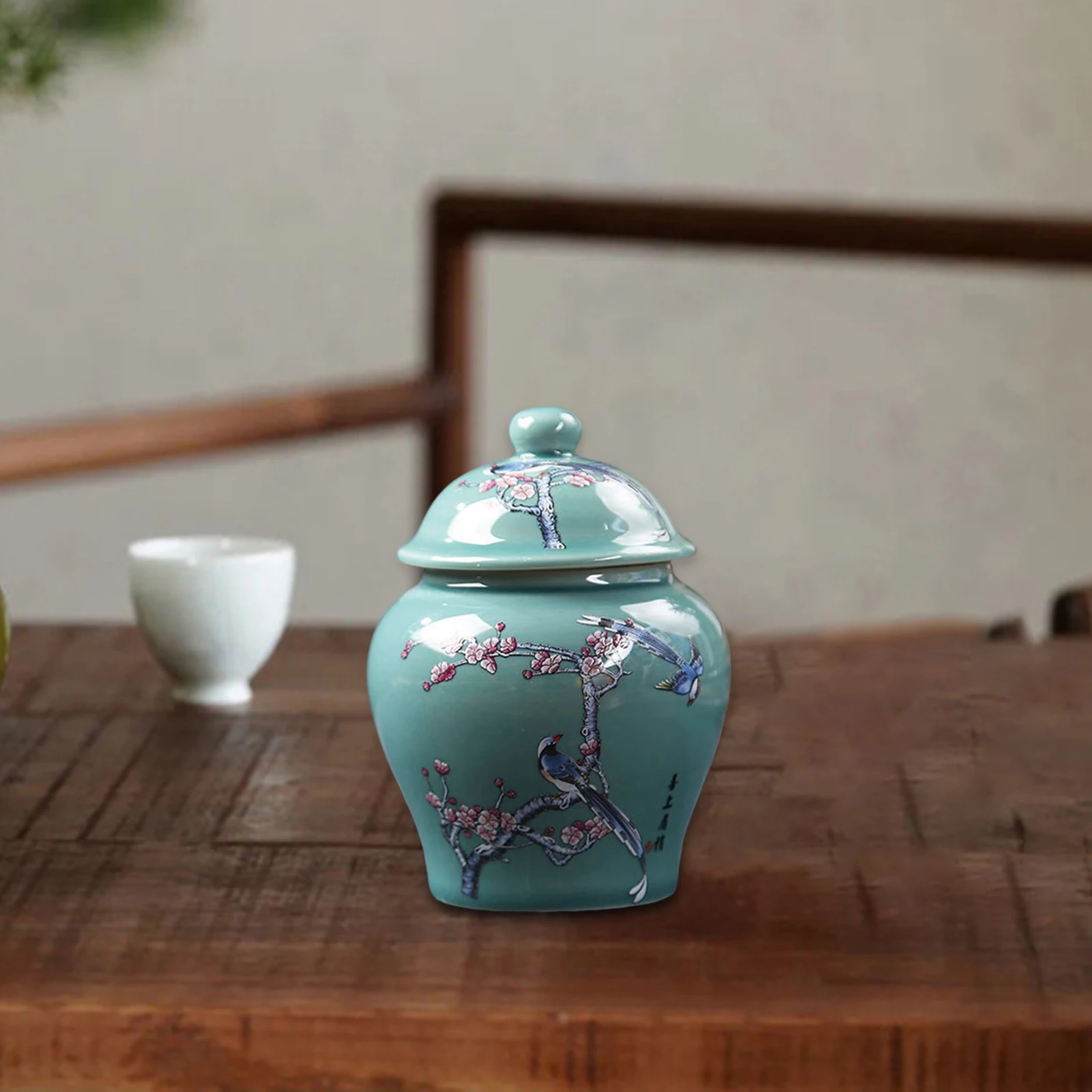 Chinese Ceramic Ginger Jar Flower Vase Home Decor Table Decoration Traditional Porcelain Jar for Wedding Cafe Decor Ornament