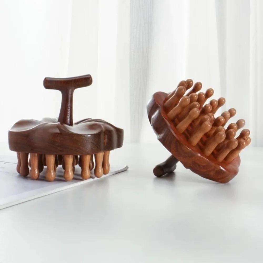 

Multi-Functional Therapy Massage Comb Circular Tooth Sandalwood Scalp Head Massager Petal Blood Circulation