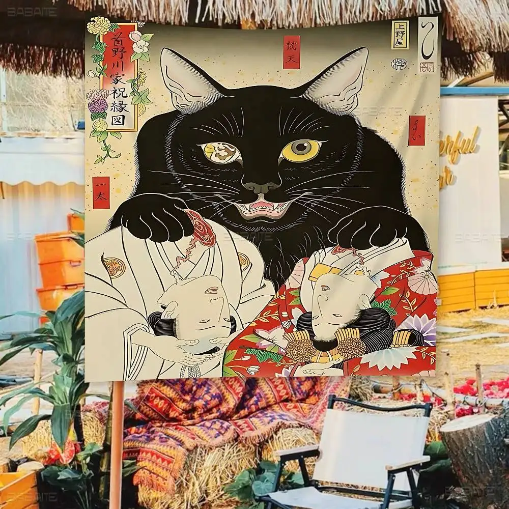 مضحك امرأة يابانية تصرخ في القط دوجي أنيمي الرسم البياني العلم لغرفة المعيشة المنزل النوم ديكور فني ديكور المنزل راية #5