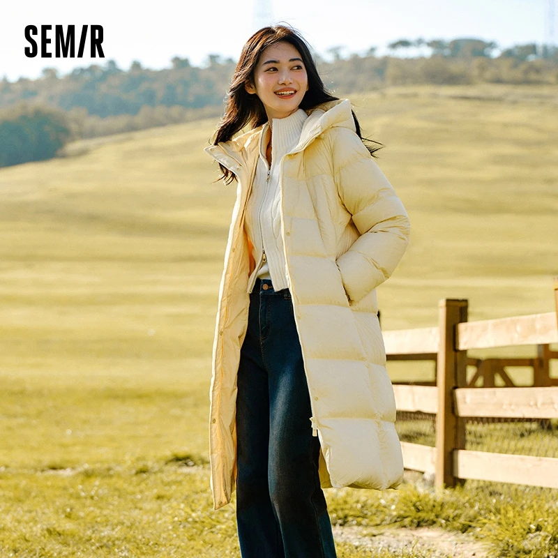 Semir-Chaqueta de plumón para mujer, abrigo largo con capucha, versátil, a prueba de tres capas, holgado, sencillo, 2024