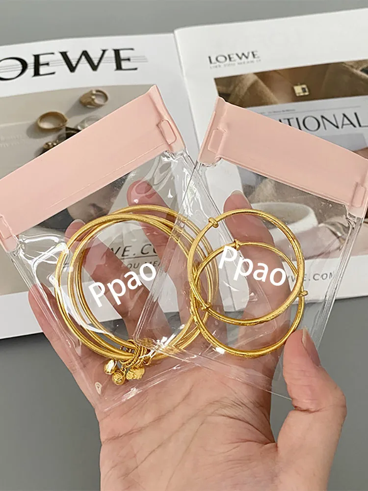 50pcs PVC Plastic Jewelry Zip Lock Bags Clear Ziplock Gift Packaging Bracelet Necklace Earrings Rings  Storage Bags Custom Logo