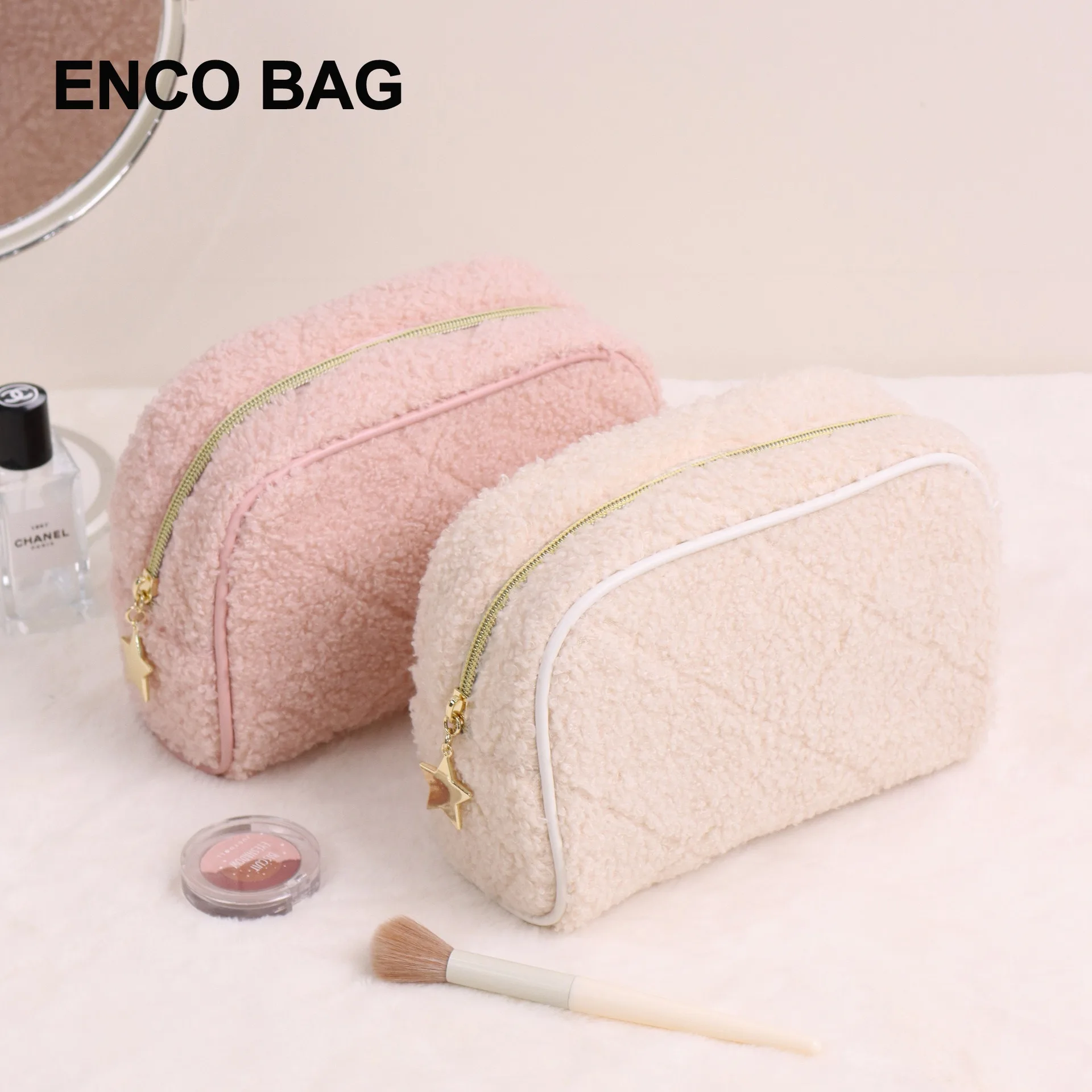 حقيبة مكياج قطيفة جديدة، حقيبة وسادة راقية للنساء، صغيرة ومحمولة، يمكن وضعها في حقيبة، حقيبة صغيرة لمستحضرات التجميل ستورا