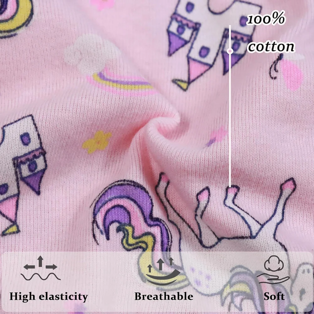 1/3/6/9 Pcs Children's Girls Panties 100% Cotton Soft Pretty Cartoon Unicorn Print Underwear For Girls Undies Boxer Breathable image 3