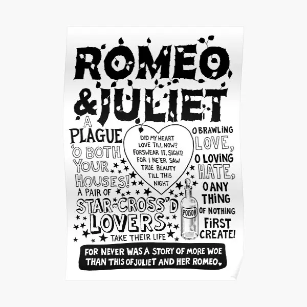 Romeo Juliet Quote  Poster Home Funny Decor Print Picture Painting Room Vintage Modern Mural Art Decoration Wall No Frame