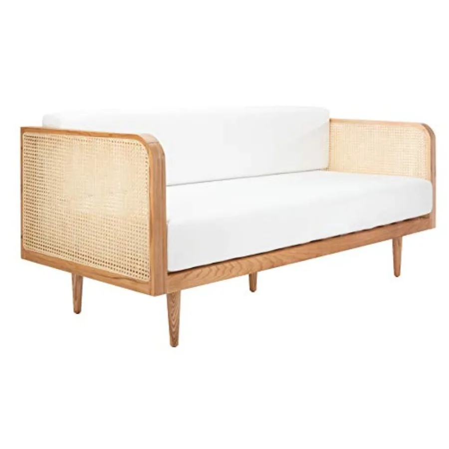 

Couture Collection - Petroski French Cane Sofa, Natural Wood Frame with Natural Rattan Sides, Modern Design