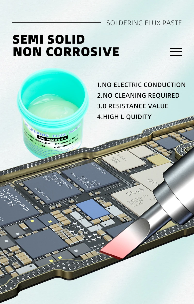 Paste 100 % Original NC-559-100g ASM Flussmittel zum Löten 100 g No-Clean-Lötflussmittelspitze Auffrischung Löten PCB-Reparaturschweißen – Detail 5