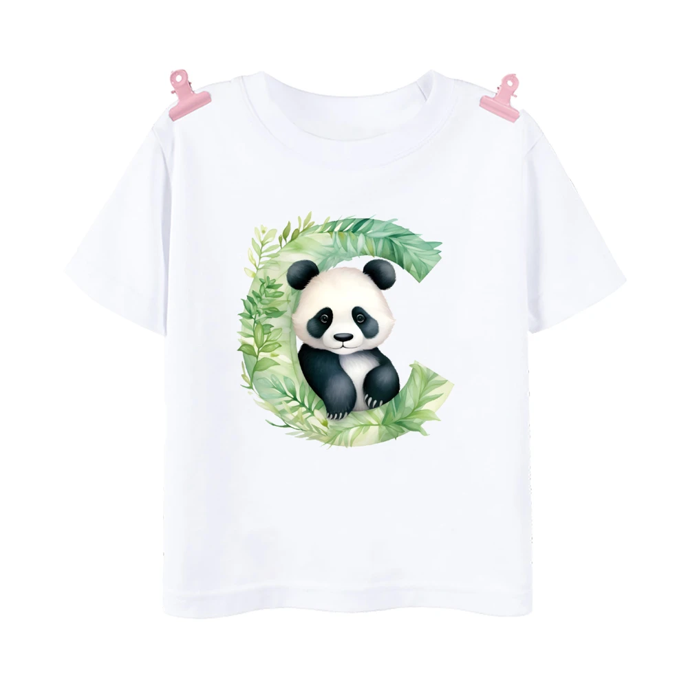 Lettera A-Z Panda camicia per bambini stampata ragazzi ragazze maglietta a maniche corte bambino vestito estivo top maglietta Casual vestiti per