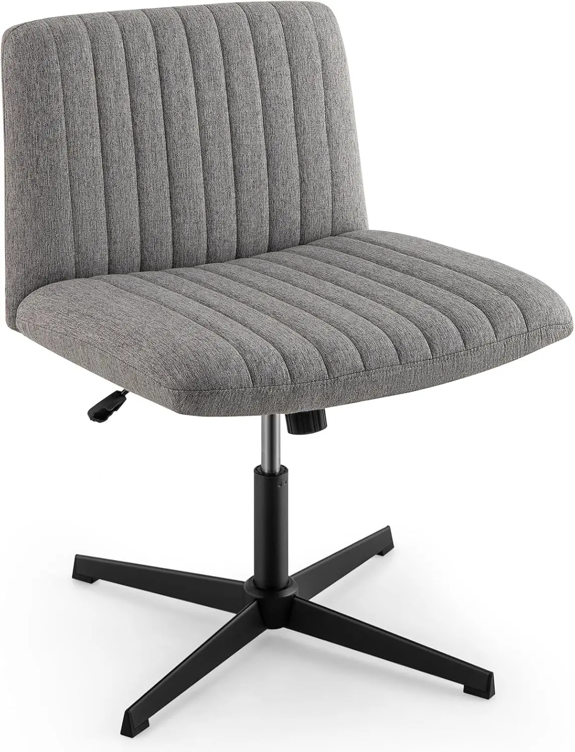 

Criss Cross Chair, Fabric Cross Legged Office Desk Chairs No Wheels, Comfy Arml Makeup Vanity Chair, Adjustable Height, Mid Ba