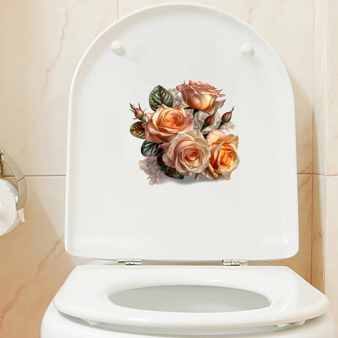 Three Ratels QCF262 European colorful hand-painted rose bouquet room art decoration wall stickers waterproof toilet decals
