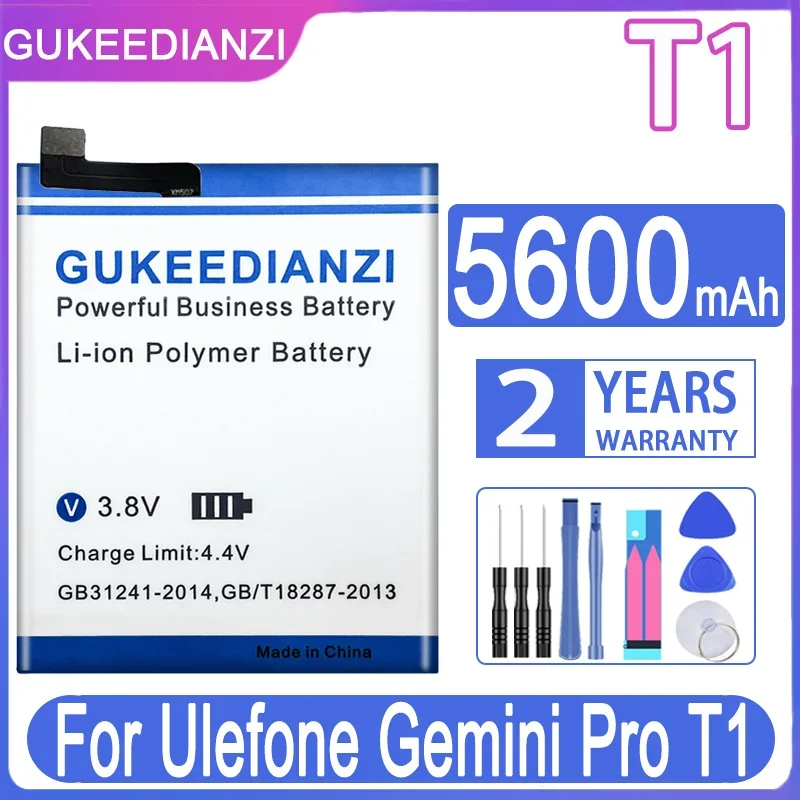 GUKEEDIANZI T 1 5600mAh Replacement Battery For Ulefone Gemini Pro T1 ProT1 Batteria + Free Tools