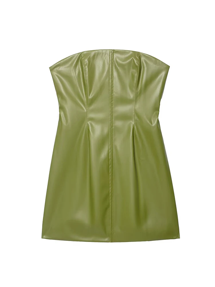 Sexy sem alças vestido de couro do plutônio para as mulheres moda bodycon sem costas vestido curto sexy clube festa vintage wear feminino vestidos