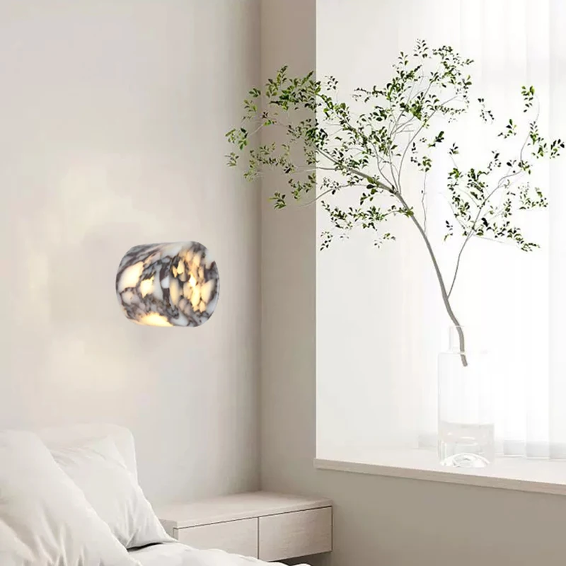 New Style Natural Stone Wall Lamp Atmosphere LED Lighting Bedroom Kitchen Bathroom Foyer Sconce G9 Bulb Marble