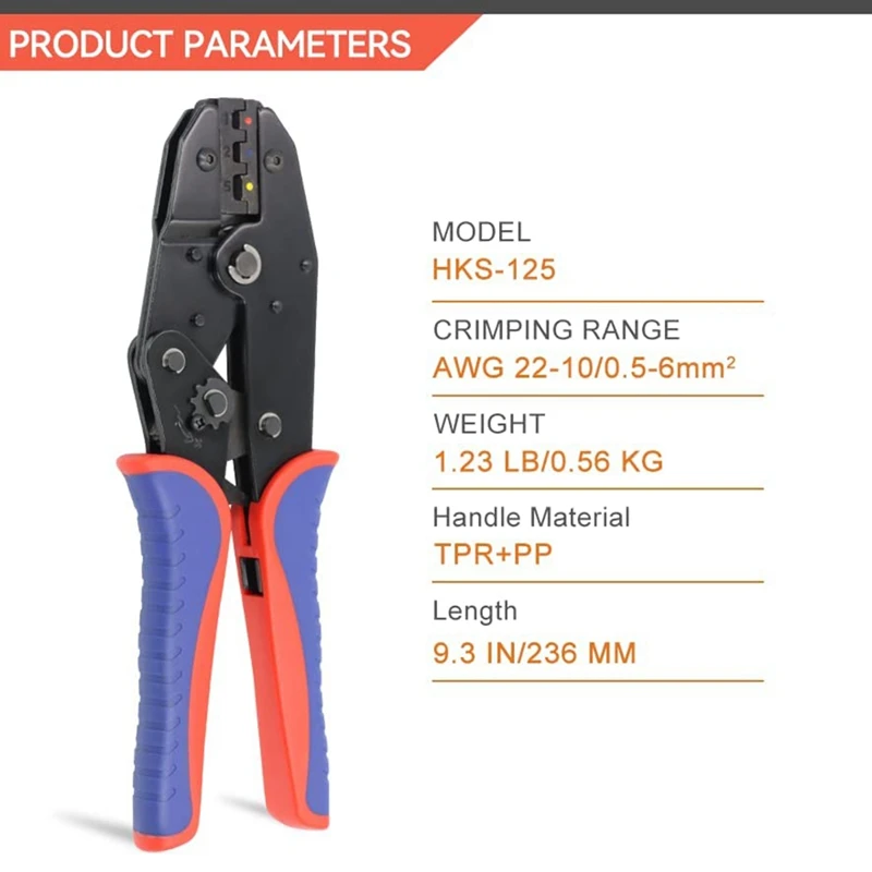 

Crimping Tools For Heat Shrink Connectors - Ratchet Wire Crimpers - AWG 22-10 (0.5-6.0Mm²) - Ratchet Terminal Crimpers