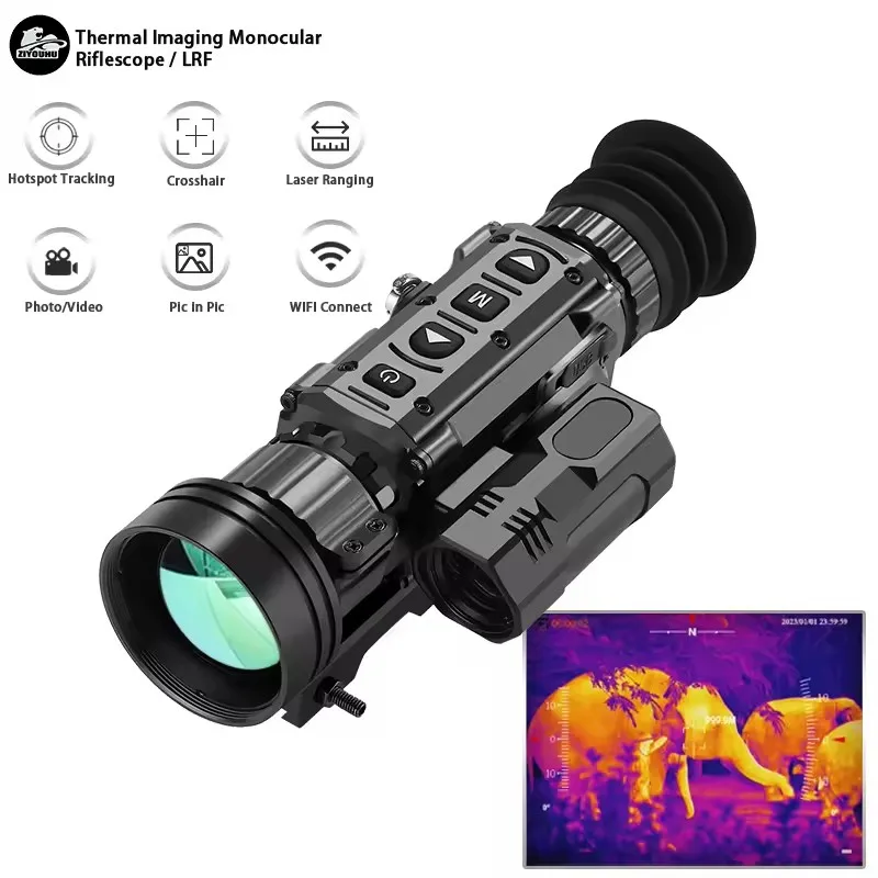 

Thermal Imaging Sight Scope IP67 Waterproof with Laser Ranging for Hunting Aiming Thermographic Pseudo-Color Heat Monocular Camc