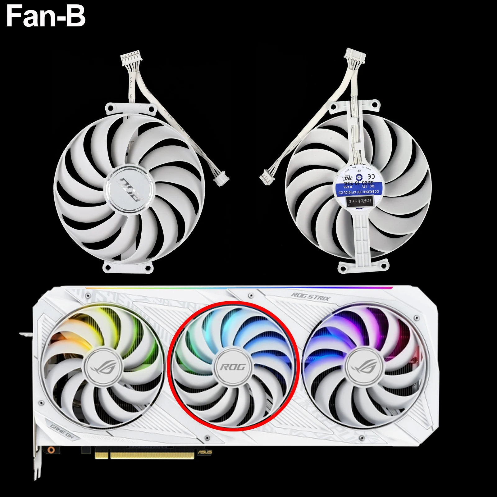 Imagem -04 - Cooler Fan Substituição para Asus Amd Rog Strix Geforce Rtx 3070 3080 3090 v2 Edição Placa Gráfica Novo 95 mm Branco Cf1010u12s