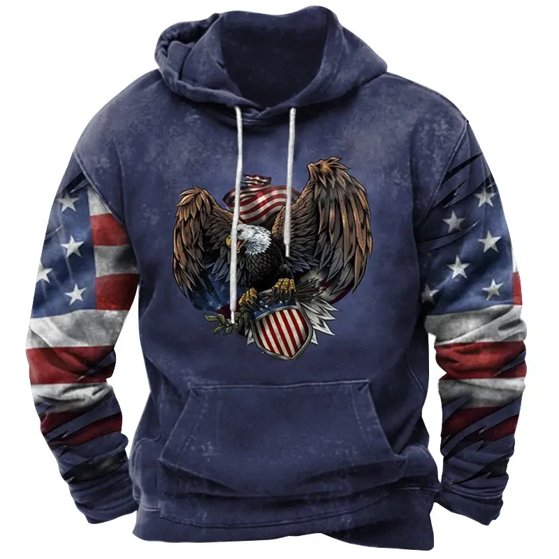 Animal Tops Winter Men's Hooded Sweatshirt Harajuku Ethnic Wind Pattern Vintage Clothes Pullover 2024 Casual Street Loose Hoody