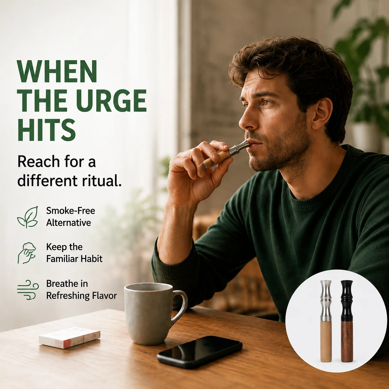 Nicotine Free Wooden Inhaler Aromatherapy Flavored Air Stick Magnetic Refillable Portable Smoking Alternative 9 Flavor Options