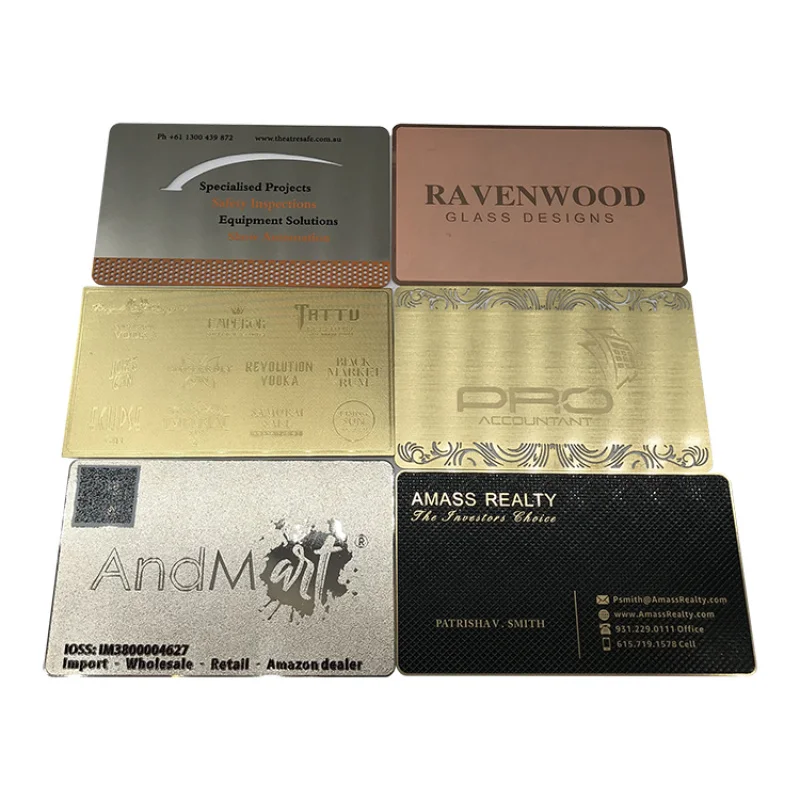 

Custom Wholesale Personalized Color Name Size Laser Engraving Stainless Steel Blank Nfc Metal Business Cards with Logo Qr Code