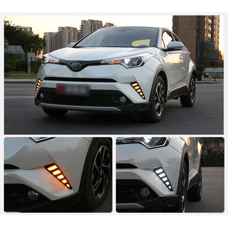 

Car LED DRL headlight For Toyota CHR 2016 2017 2018 Turning Yellow Signal Lamps Daytime Running Light Auto Daylights