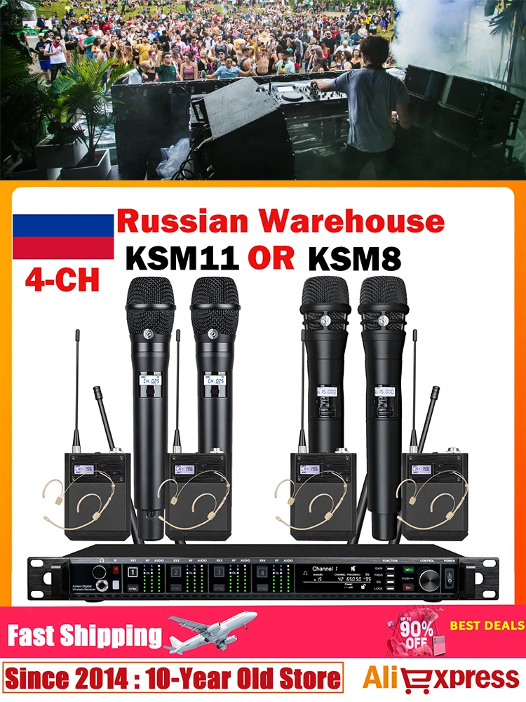 Leicozic Professioneel 4-kanaals draadloos microfoonsysteem KSM11 KSM8 Radiofrequentie Hoofddeksels Lavalier Diversiteit Microfoon voor podium - afbeelding 2