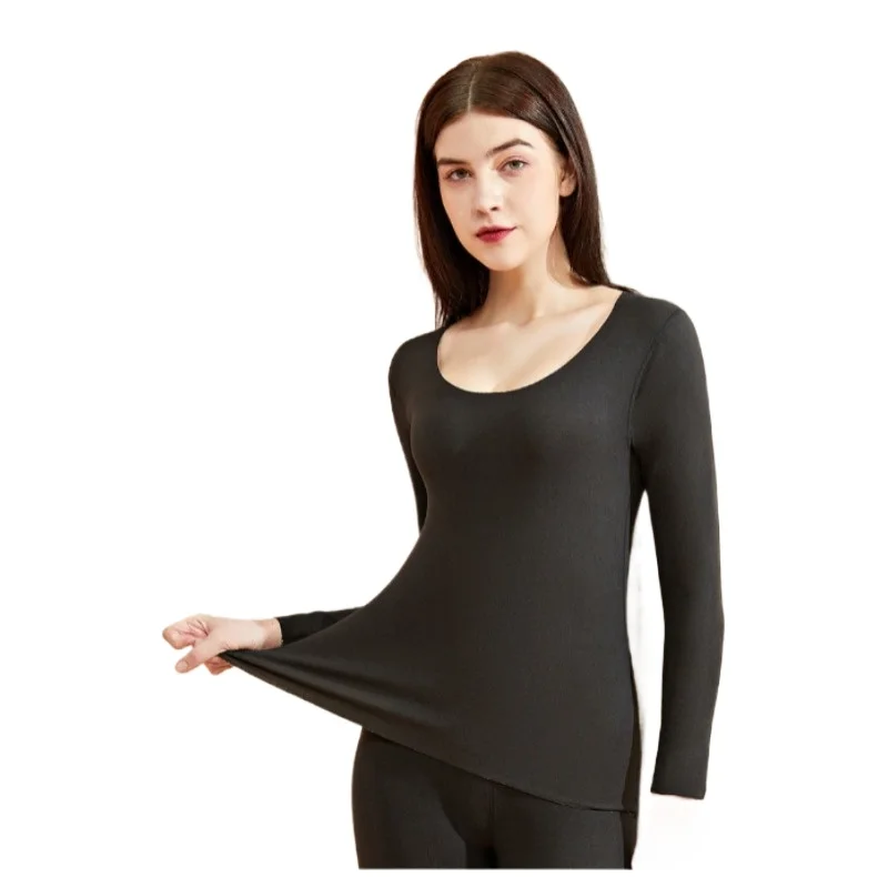 

Autumn Clothes Autumn Trousers Set Sleepwear New De Rong Thermal Underwear Women Traceless Plush Brushed Bottom Shirt Thickened