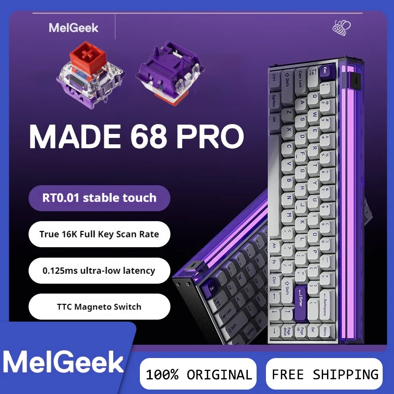 

MelGeek MADE68 PRO Magnetic Switch Mechanical Keyboard Hot Swap RGB Low Latency Web/Software Dual Driver Custom Gaming Keyboard