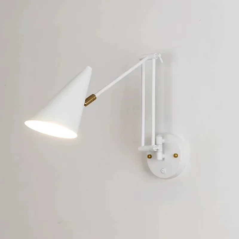 Minimalist Swing Arm Nordic Wall Lamp Studio Bedroom Study Hotel Room Bedside Reading Folding Telescopic Switch  wall decor