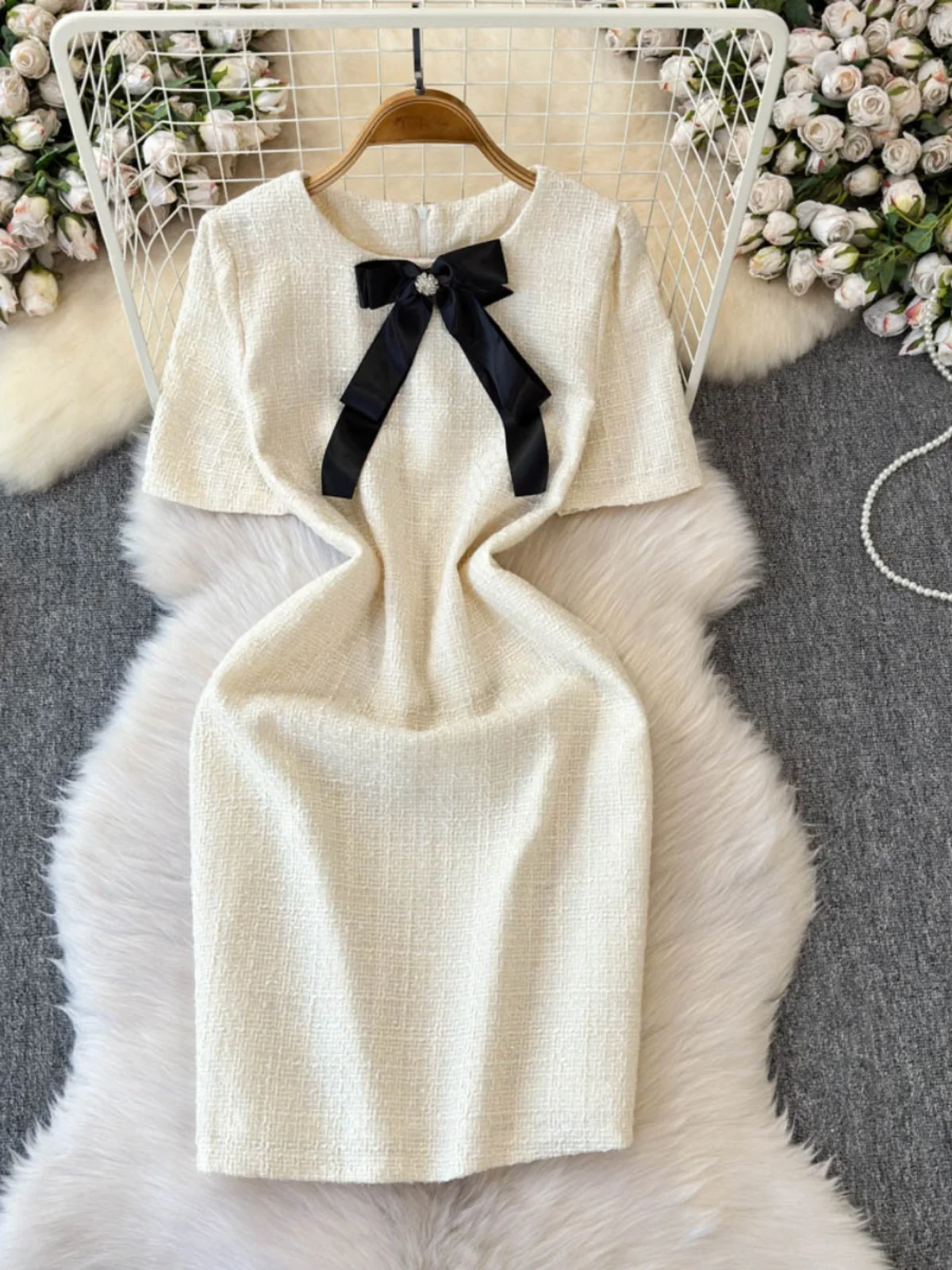 Ele Knot Bubble Sve Midi Dr Dames Lente Herfst Nieuwe Sle Taille Cinching Afslanken Bodycon Dr