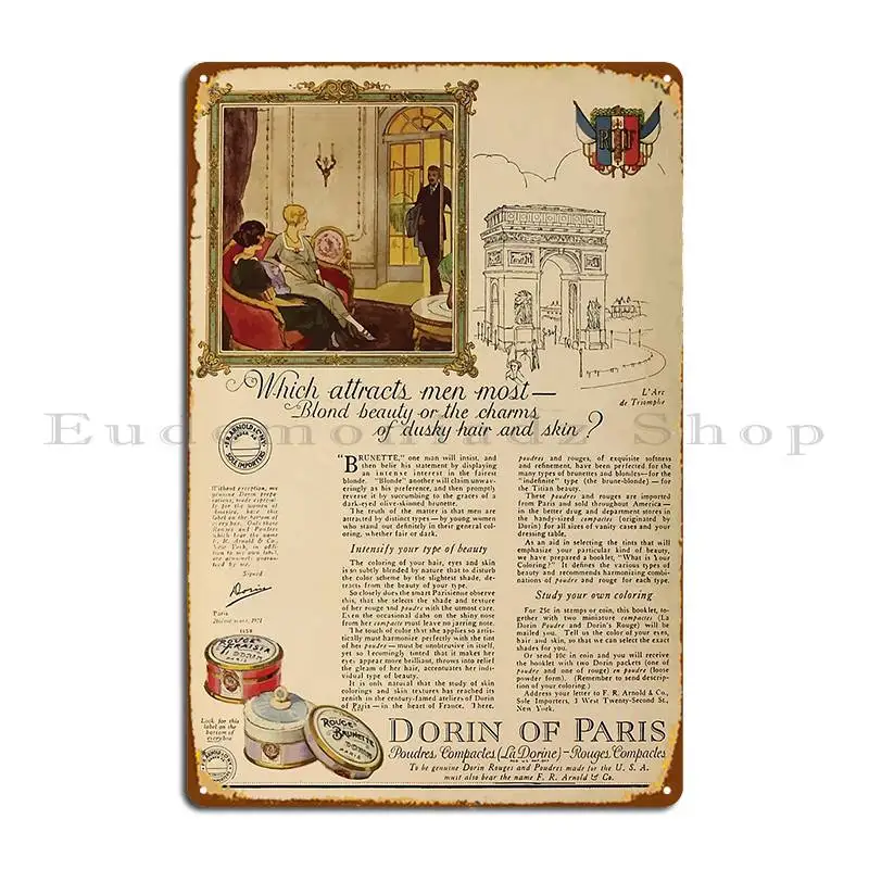 Advertisements Photoplay Magazine July Through December 1921 0236 Dorin Of Paris Metal Sign Sign Garage Designer Tin Sign Poster