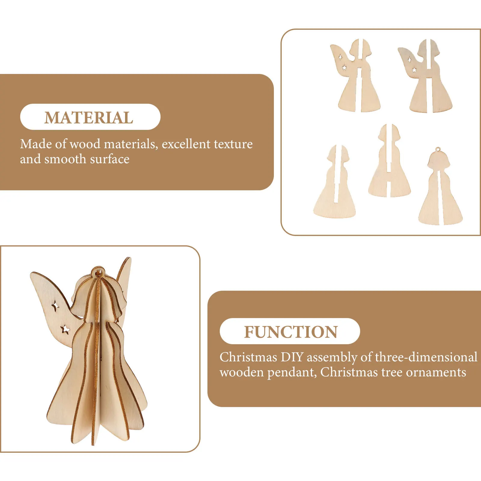 

6Pcs Wooden Xmas Tree Hanging Ornaments Unfinished DIY Craft for Christmas Party Window Ceiling Decor Xmas Hanging Ornaments