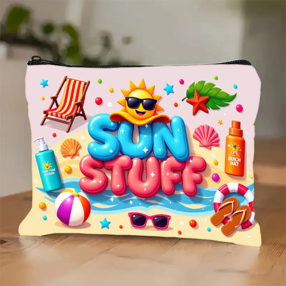 Summer Beach Sunscreen Storage Multifunctional Portable Cosmetic Bag Gift for Travel Camping Cosmetic Bags with Zipper Closure