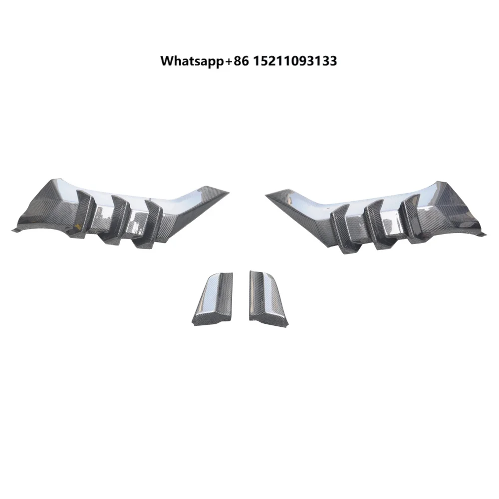 M Style Auto Carbon Fiber Fins Spoiler Wing Splitter Rear Bumper Lip for  FK8 Type R 2012+