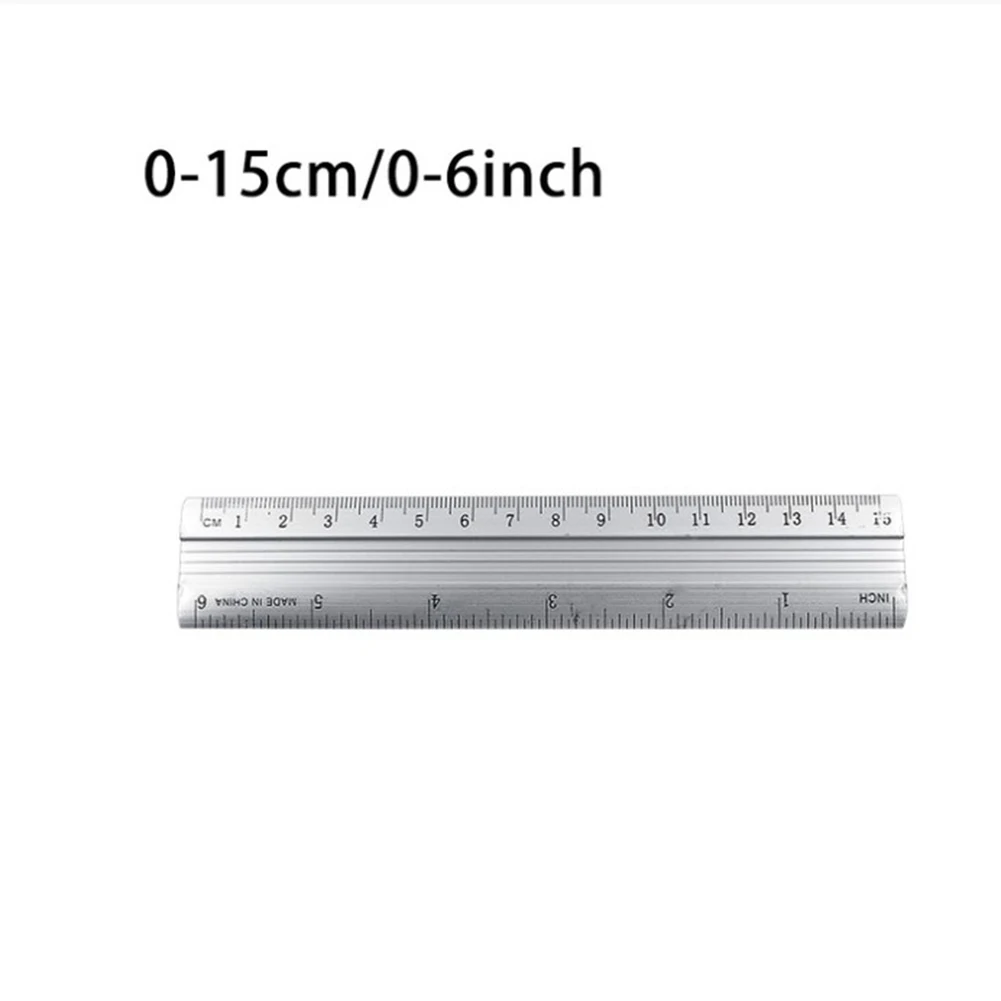 

1pcs Straight Ruler Double Side Scale Aluminum Alloy Ruler Woodworking Measuring Engineers Drawing Measuring Tools 0-15/25/30mm