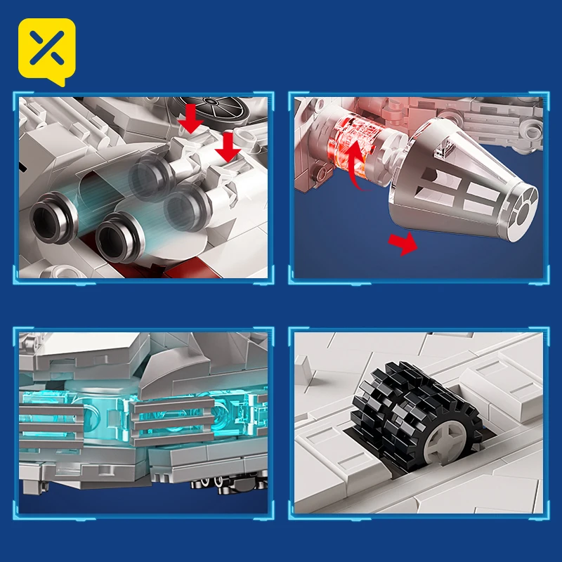KAVOWORLD 1361pcs Space Battleship Building Blocks with LED Light Spaceship Bricks Model Collectible Spacecraft Construction Set view 6