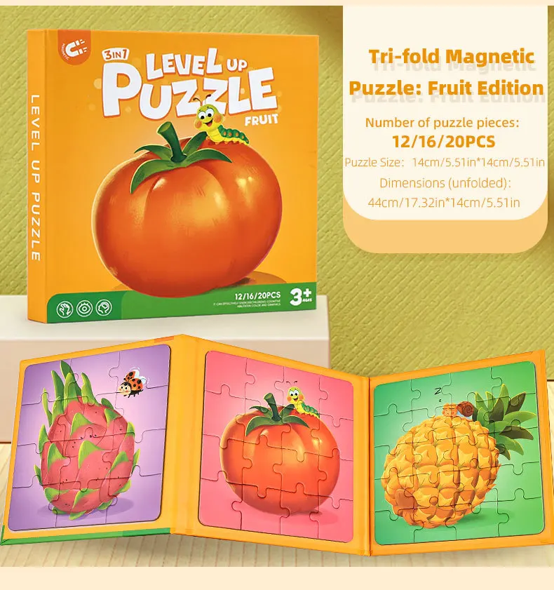 Magnetic Puzzles Portable Book Vehicle Ocean Dinosaur Jigsaw Montessori Early Education With Magnet Boys Girls Toys For Children view 2
