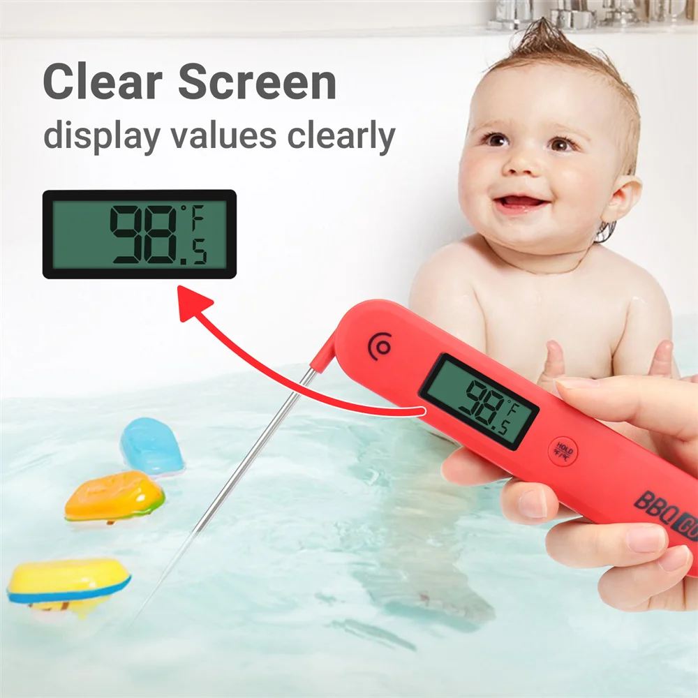 INKBIRD สมาร์ทเครื่องวัดอุณหภูมิเนื้อ BG-HH1C Instant อ่านเครื่องวัดอุณหภูมิอาหารพับได้ Probe และหน้าจอขนาดใหญ่สำหรับย่างเนื้อ