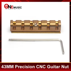 43MM Precision CNC machined Height Adjustable Brass Roller Guitar Nut Replacement Compatible with LP SG Style Electric Guitars