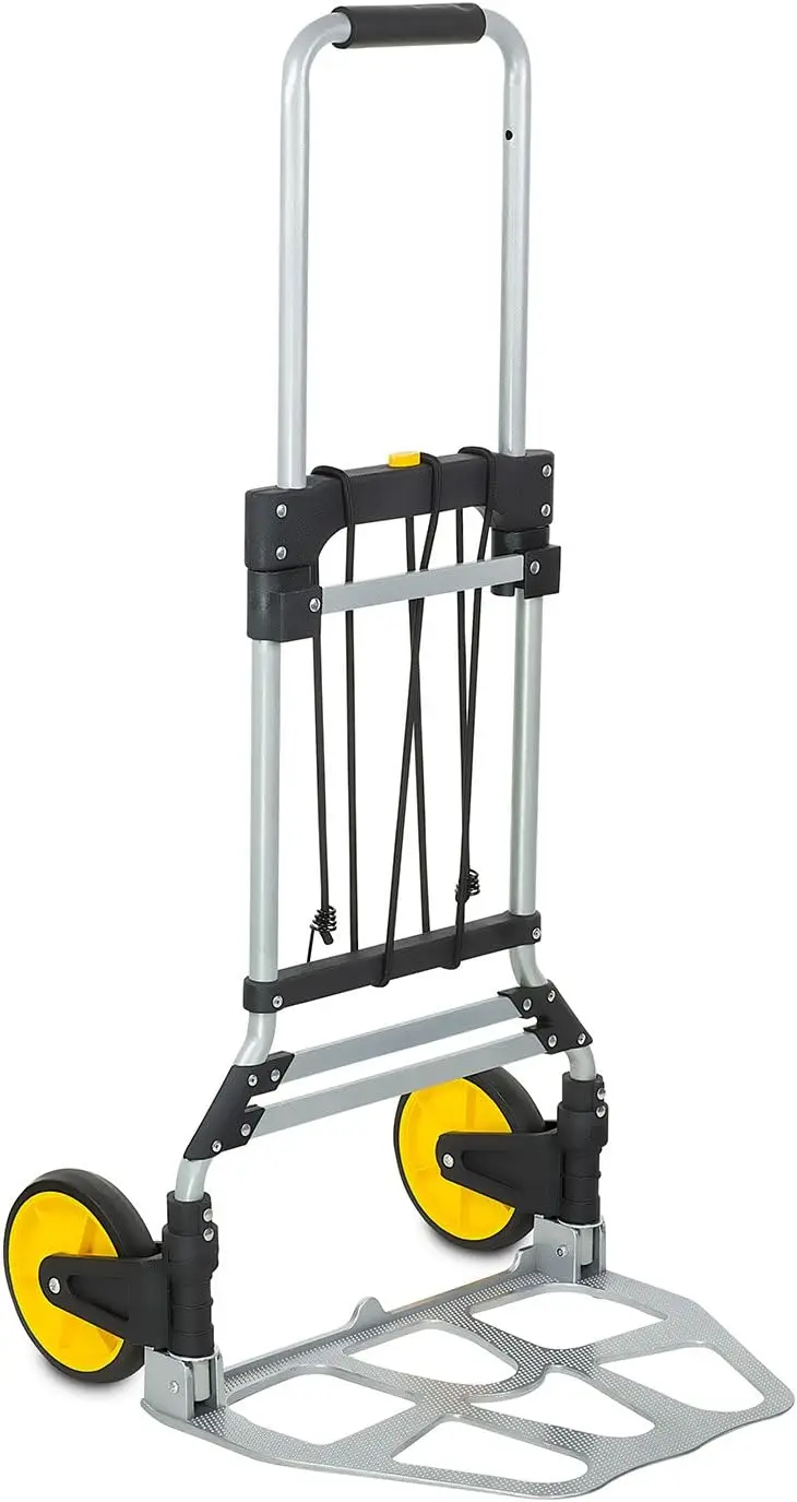 Folding Hand Truck and Dolly, 264 Lb Capacity Heavy-Duty Luggage Trolley Cart with Telescoping Handle and Rubber Wheels