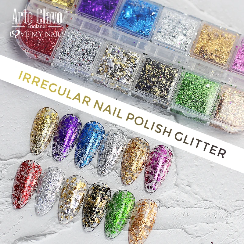 Arte Clavo 12 grilles/boîte paillettes pour ongles paillettes scintillantes pointes de couleurs mélangées éblouissantes Paillette décorations pour Nail Art tout pour Maincure
