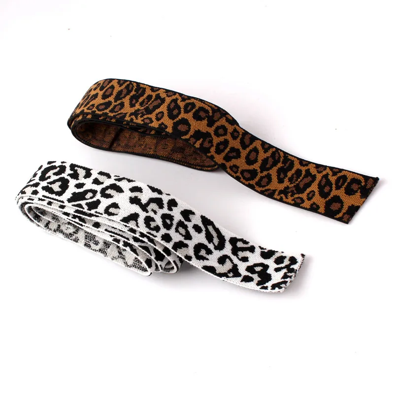 one lot 3 yards Leopard print wide soft rubber band elastic band elastic cord flat band waist pants elastic band clothing access