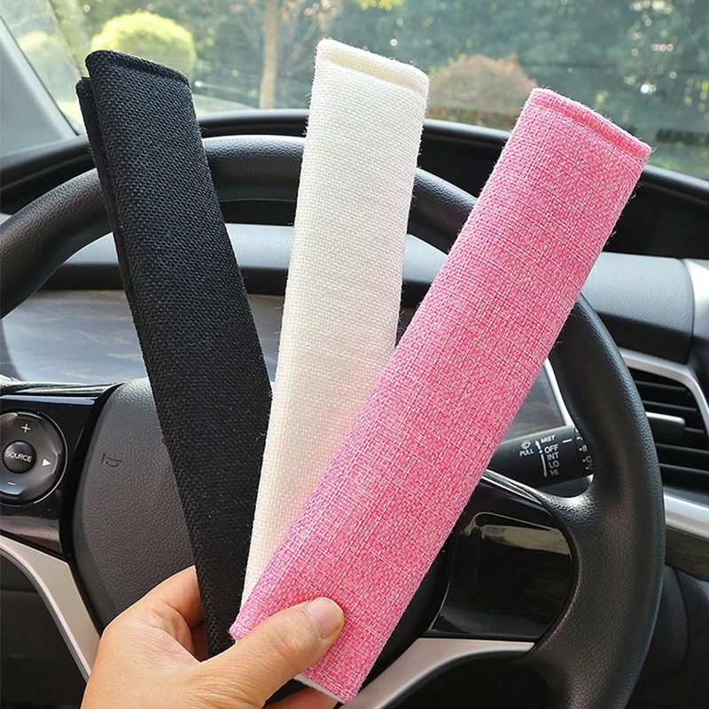 

1Pc Luxury Car Seat Belt Cover, Comfortable Flax Shoulder Pad, Universal Fit, Easy to Install, Car Interior Accessories
