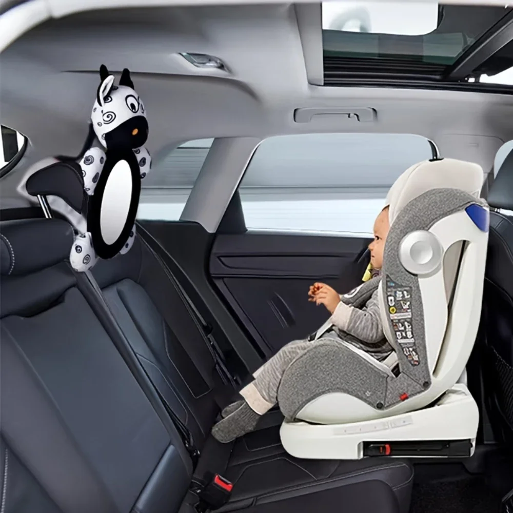 Babyauto hangend Haha spiegel speelgoed, zwart en wit, onbreekbaar, gemakkelijk te hanteren, auto kinderzitje observatie spiegel