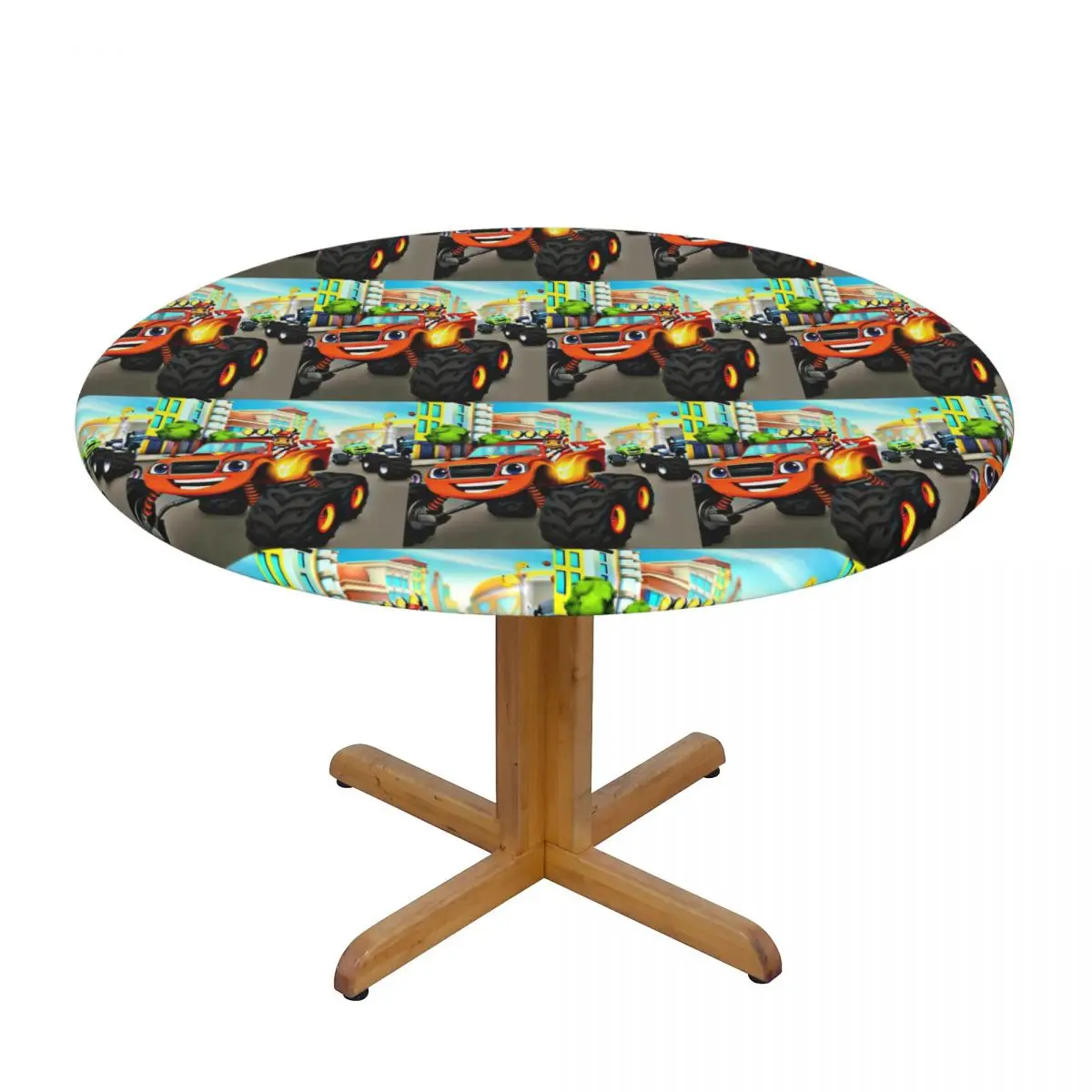 Blaze And The Monster Machines Waterproof Round Tablecloth Oilproof Table Cloth for Kitchen Events Dining Table Cover