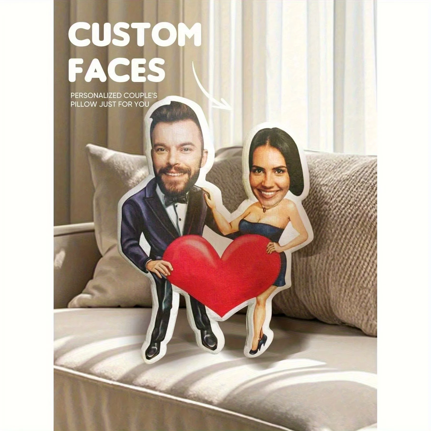 1PC Custom Shaped Pillow Romantic Gift for Boyfriend Girlfriend Husband Wife Valentine's Day