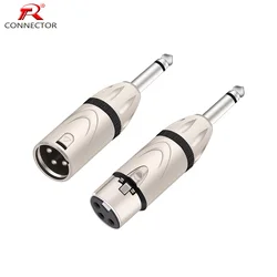 1pc 1/4 inch TS 6.35mm Mono Jack to 3Pins XLR Male/Female Plug Adapter Converter Audio Connector Microphone Mixer Nickel Contact