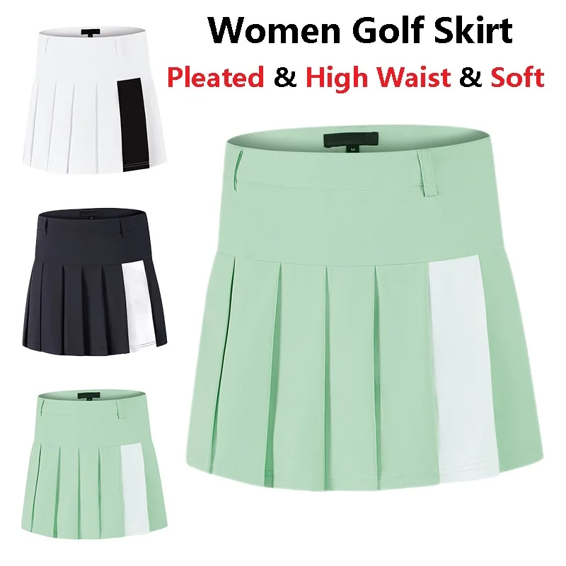 

Women Breathable Anti-light Golf Skirt Ladies High Waist Pleated Sport Skort Girls Slim Side Zipper Pantskirts Casual Culottes