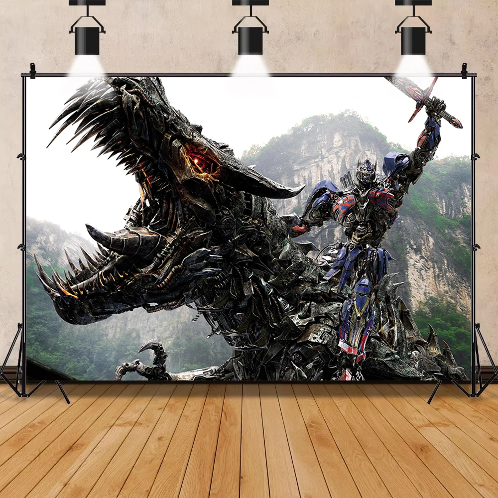 Transformers Kids Birthday Party Backdrop Banner Photo Booth Background Decor Vinyl Polyester Fabric Cartoon Anime Theme Props - Image 3