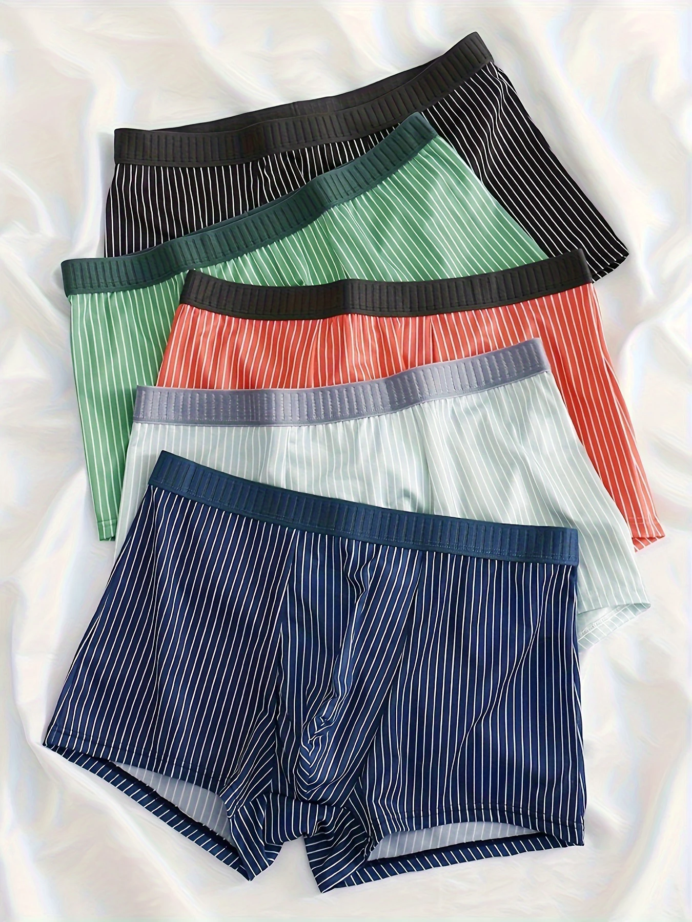 

5PCS men's underwear, soft and comfortable boxer briefs, casual men's striped boxer briefs