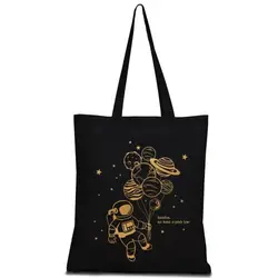 Sindax Women Canvas Tote Bag Christmas Gift Reusable Cotton Black Tote Bag